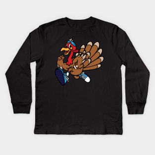 'Gobble Til You Wobble ' Cool Thanksgiving Football Kids Long Sleeve T-Shirt